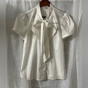 Pixie Hopkins  Elegant White Bow-Tie Blouse Size Medium